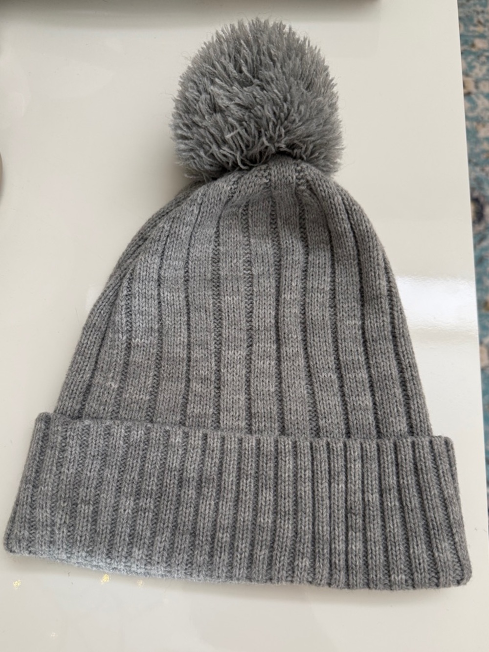 Michael Kors Light Gray Ribbed Pom Pom Beanie - Picture 4 of 4